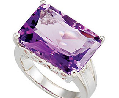 Amethyst Silver Solitaire Ring