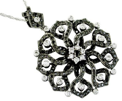 Black And White Diamond White Gold Necklace