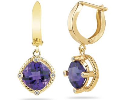 Diamond Amethyst Gold Earrings