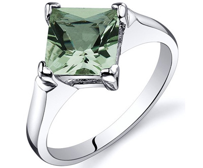 Green Amethyst Silver Engagement Ring