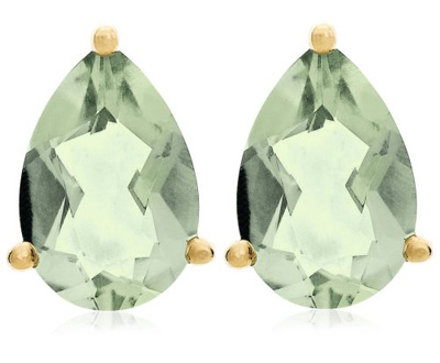Pear Cut Gold Green Amethyst Earrings