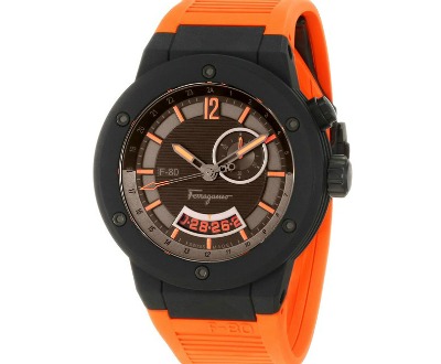 Black Carbon Fiber and Orange Rubber Watch