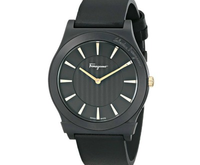 Ceramic Watch with Black Leather Band