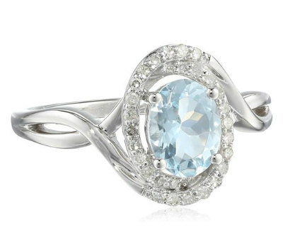 Aquamarine and Diamond Gold Clarity Ring