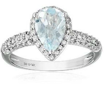 Aquamarine and Diamond Pear Shape Ring