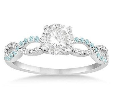 Aquamarine and Diamond Twisted Ring