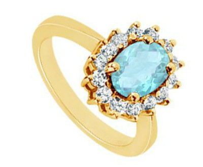 Aquamarine and Diamond Yellow Gold Ring