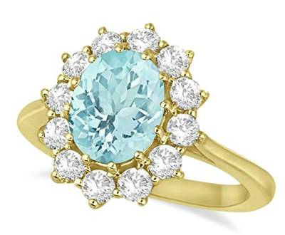 Aquamarine Diamond Accented Ring