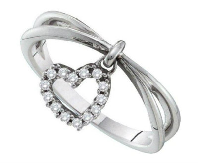 Art Nouveau Dangling Heart Ring