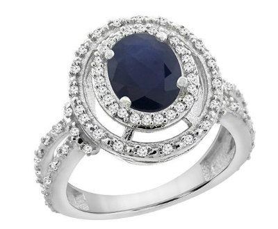 Australian Sapphire Double Halo Ring