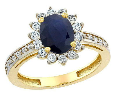 Australian Sapphire Floral Halo Ring
