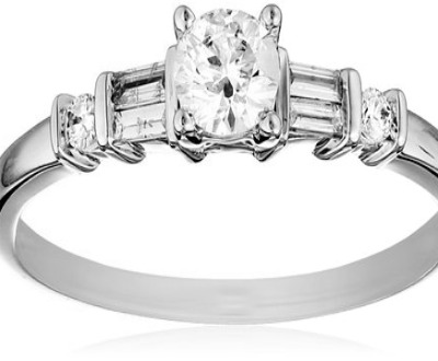Baguette Shaped Side Diamond Bridal Ring