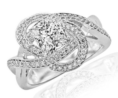 Diamond Criss Cross Engagement Ring