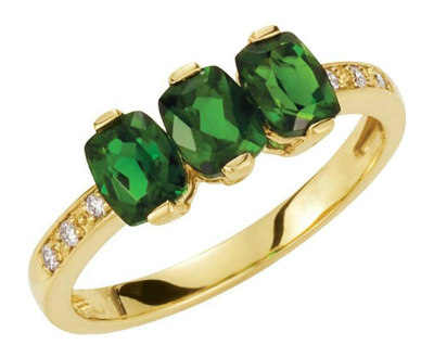 Diopside 3-Stone Ring