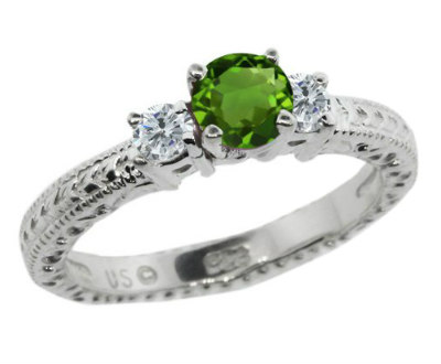 Diopside White Gold Ring