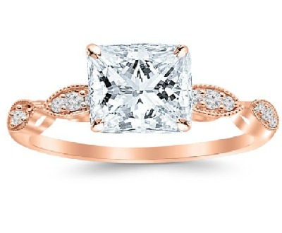 Double Row Baguette Diamond Engagement Ring