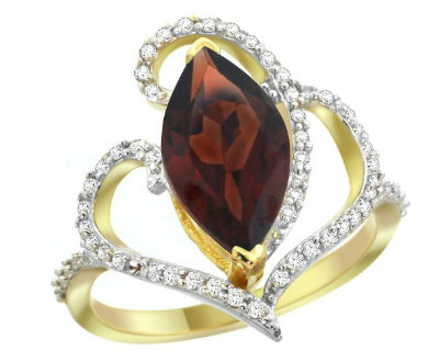 Garnet Diamond Accents Ring