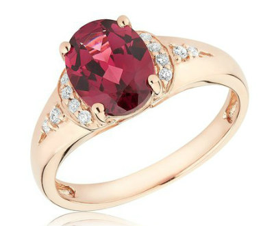 Garnet Rhodolite and Diamond Ring