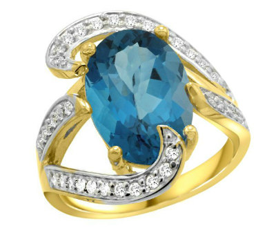 London Blue Topaz Diamond Oval Ring