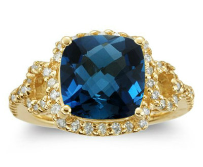 London Blue Topaz Diamond Yellow Ring
