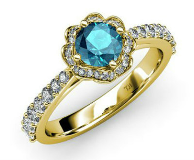 London Blue Topaz Floral Halo Ring