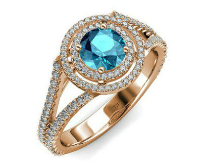 London Blue Topaz Halo Engagement Ring