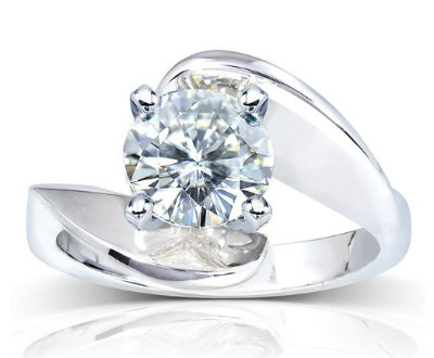 Moissanite Solitaire Curve Ring