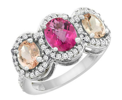 Natural Pink Sapphire And Morganite 3-Stone Ring