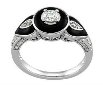 Onyx Diamond Engagement Ring