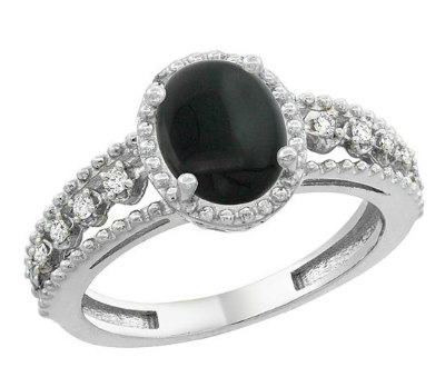 Onyx Floating Diamond Ring