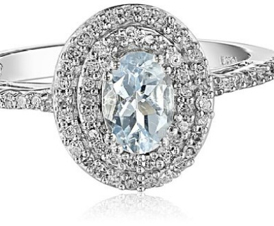 Oval Aquamarine and Diamond Ring