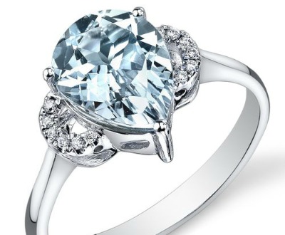 Pear Aquamarine Diamond Ring