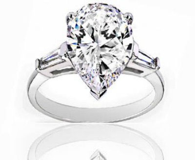 Pear Cut Diamond Accent Engagement Ring