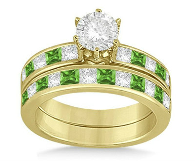 Peridot and Diamond Bridal Ring