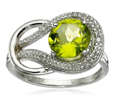 Peridot and Diamond Love Knot Ring
