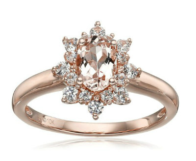 Pink Gold Morganite And White Sapphire Ring