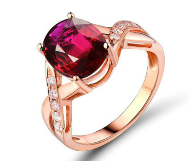 Pink Tourmaline Pave Diamond Engagement Ring