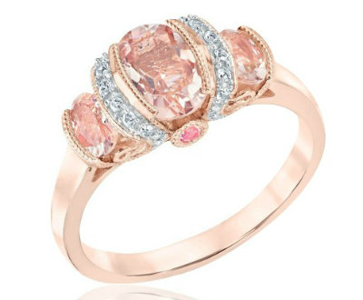 Pink Tourmaline Three-Stone Ring
