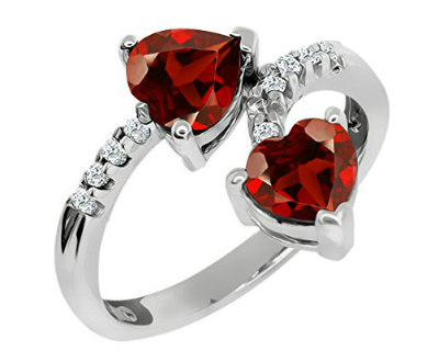 Red Garnet Heart Shape Ring