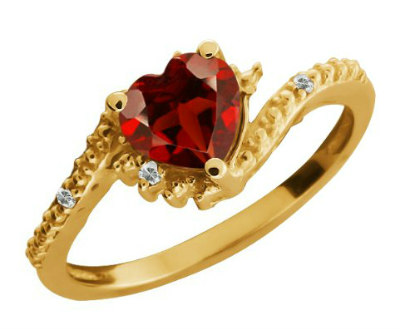 Red Garnet White Ring