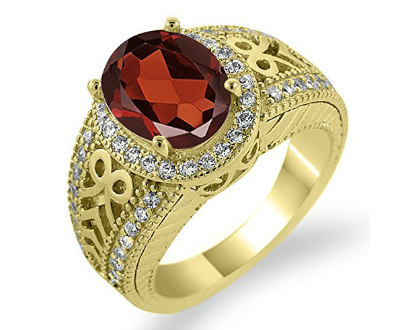 Red Garnet Yellow Gold Ring