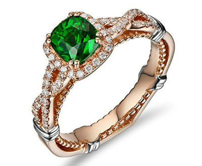 Rose Gold Emerald Antique Ring