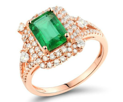 Rose Gold Emerald Classic Ring