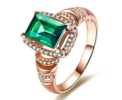 Rose Gold Emerald Diamond 1 Ring