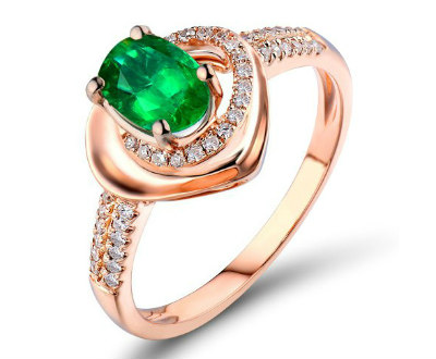 Rose Gold Emerald Diamond Ring