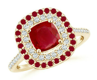 Ruby Double Halo Ring