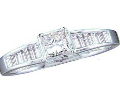 Solitaire Diamond Baguette Engagement Ring