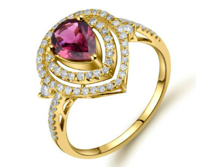 Tourmaline Pear Diamond Wedding Ring