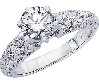 Vintage Style Filigree Diamond Engagement Ring