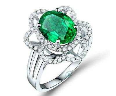 White Gold Emerald Pave Ring